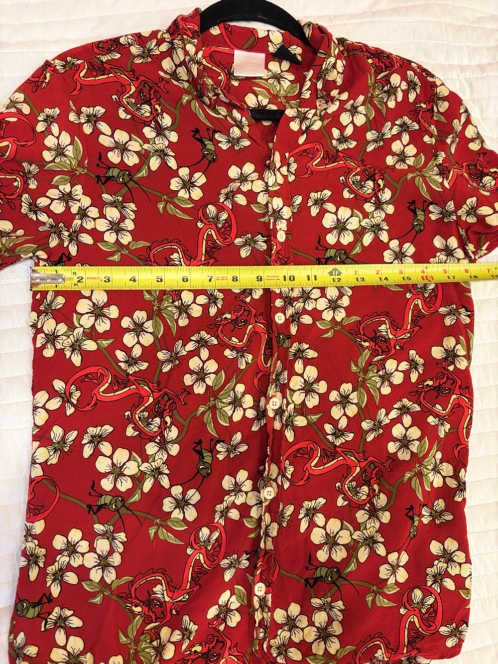 Disney Mulan Mushu & Cri-Kee Woven Button-Up BoxLunch Exclusive Unisex Sz Small - Picture 5 of 6